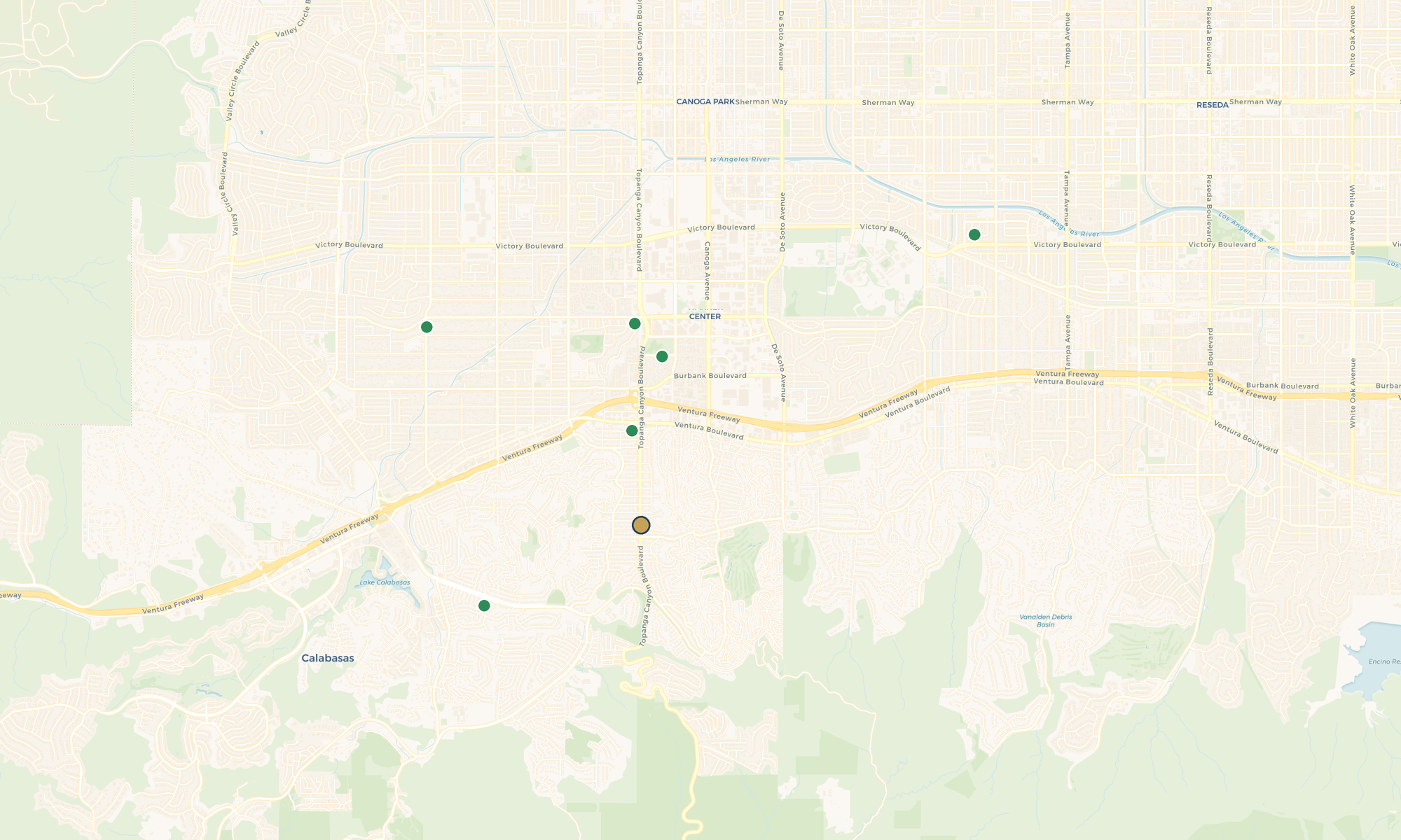 Map of subject and Woodland Hills rent comparables